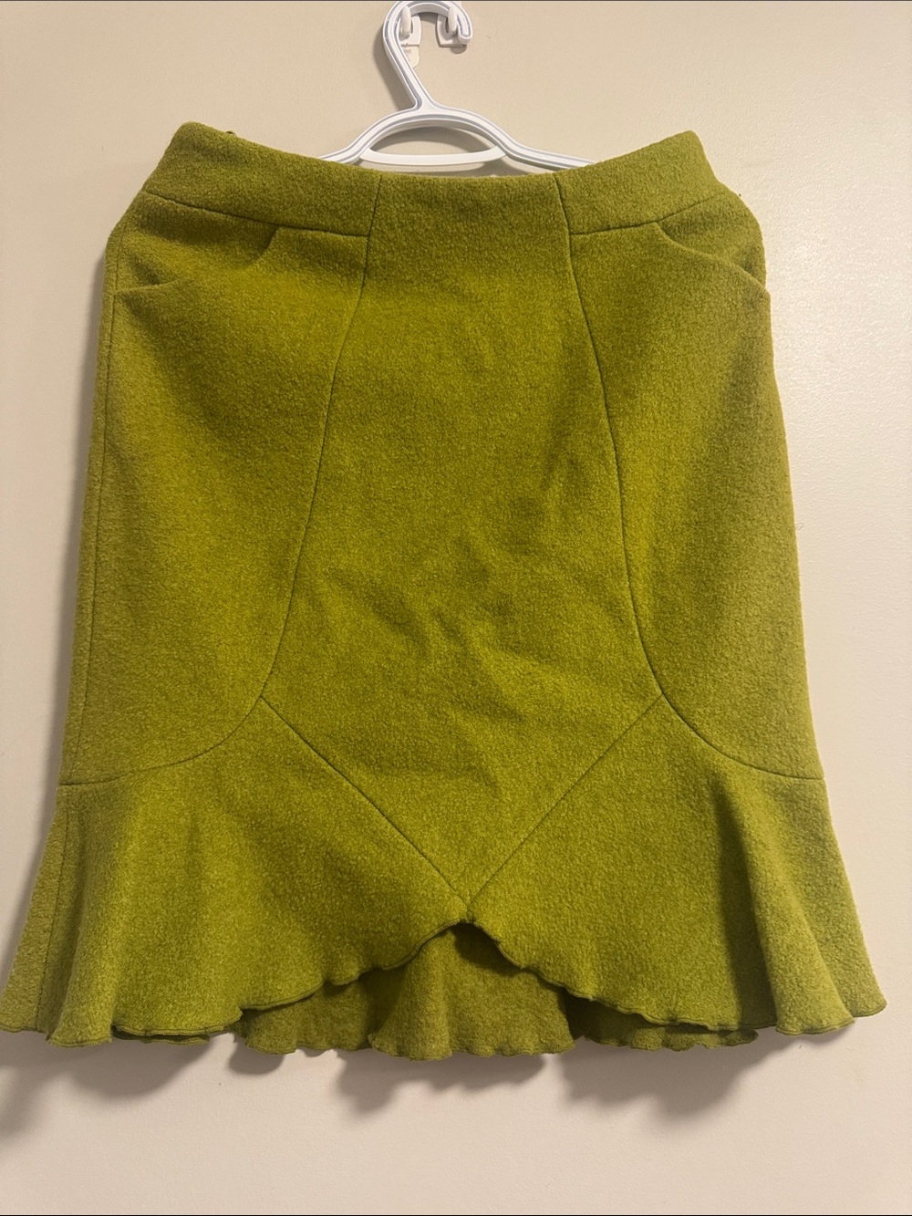 Women's Lime Green A-Line Ruffle Hem Skirt Size 38